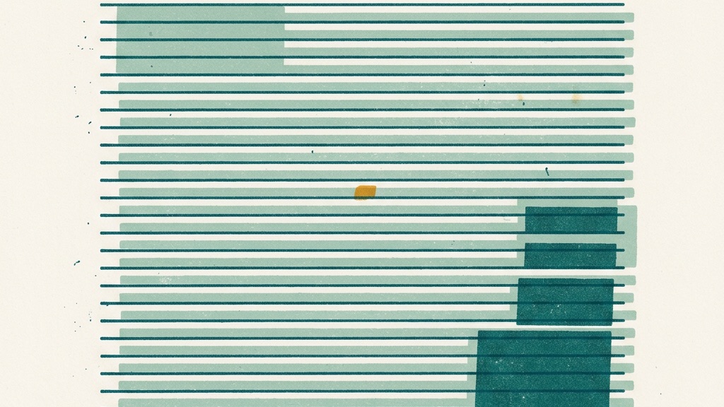 Ein Blatt mit vielen feinen Zeilen, eine einzige davon markiert